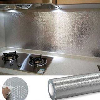 HL027-Giấy bạc dán bếp cách nhiệt cuộn decal dán tường nhà bếp chống thấm bền đẹp