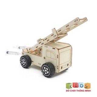 Đồ chơi lắp ghép thông minh bằng gỗ xe cầu thang nâng DIY-182