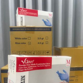 Găng tay y tế XANH KHÔNG BỘT Khải Hoàn (Vglove) hộp 100 găng
