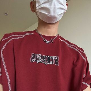 Áo thun tay lỡ form rộng thêu chữ viền chỉ