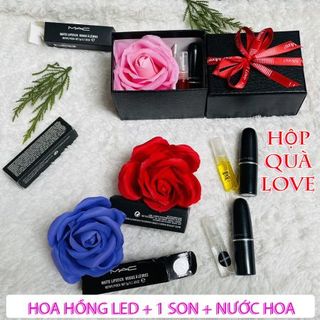 HỘP QUÀ LOVE GỒM HOA HỒNG LED + SON + NƯỚC HOA giá sỉ