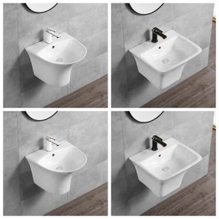 Chậu lavabo treo tường liền chân màu trắng phong cách Bắc Âu giá sỉ