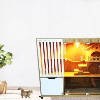Chuồng Mèo Gỗ MDF Cốt Xanh Chống Ẩm, Nhà Cho Thú Cưng Hai Tầng Giá Xưởng Không Cần Lắp Đặt