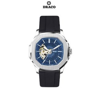Đồng hồ nam Draco D23-DS68 “DongSon” Automatic trắng xanh kết hợp chất liệu dây cao su non cao cấp màu đen-thời trangnam giá sỉ