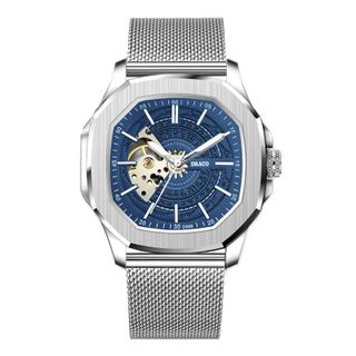 Đồng hồ nam Draco D23-DS68 “DongSon” Automatic trắng xanh kết hợp chất liệu dây thép không gỉ màu bạc-thời trang nam giá sỉ