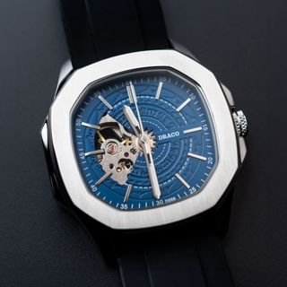 Đồng hồ nam Draco D23-DS68 “DongSon” Automatic trắng xanh kết hợp chất liệu dây thép không gỉ màu bạc-thời trang nam
