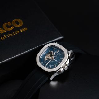 Đồng hồ nam Draco D23-DS68 “DongSon” Automatic trắng xanh kết hợp chất liệu dây thép không gỉ màu bạc-thời trang nam
