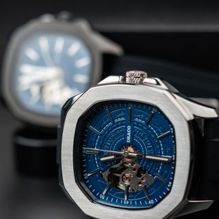Đồng hồ nam Draco D23-DS68 “DongSon” Automatic trắng xanh kết hợp chất liệu dây thép không gỉ màu bạc-thời trang nam