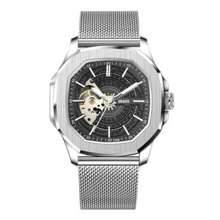 Đồng hồ nam Draco D23-DS68 “DongSon” Automatic trắng đen kết hợp chất liệu dây thép không gỉ màu bạc-thời trang nam giá sỉ