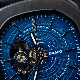 Đồng hồ nam Draco D23-DS68 “DongSon” Automatic đen xanh kết hợp chất liệu dây thép không gỉ màu đen-thời trang nam