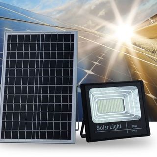 ĐÈN PHA NĂNG LƯỢNG MẶT TRỜI 100W SOLAR IP66 HIỂN THỊ PIN