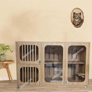 Chuồng Mèo Gỗ Hai Tầng, Nhà Cho Thú Cưng Gỗ MDF Cốt Xanh Chống Ẩm Giá Xưởng