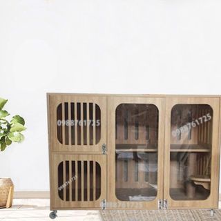 Chuồng Mèo Gỗ Hai Tầng, Nhà Cho Thú Cưng Gỗ MDF Cốt Xanh Chống Ẩm Giá Xưởng