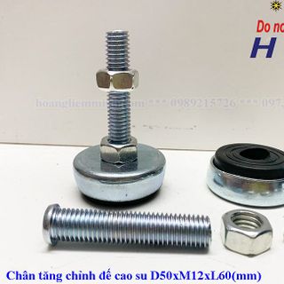CHÂN TĂNG CHỈNH ĐẾ CAO SU D50M12xL60(mm)