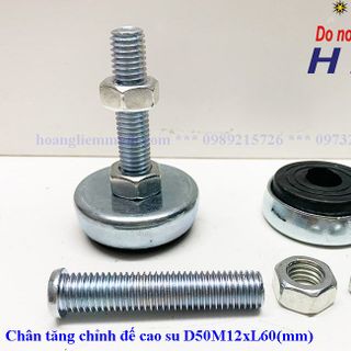 CHÂN TĂNG CHỈNH ĐẾ CAO SU D50M12xL60(mm)