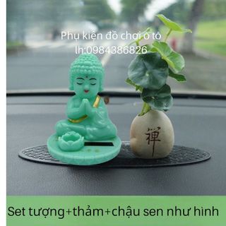 Set Tượng Phật Tổ Dạ Quang Gật Đầu Gõ Mõ Bằng Năng Lượng Mặt Trời Thu Hút Tài Lộc Cho chủ Xe