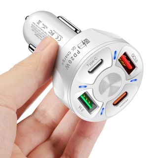 Tẩu Sạc Điện Thoại Nhanh 2 Cổng USB Và 2 PD.QC 3.0. PD20W Có Đèn Led Cho Xe Hơi