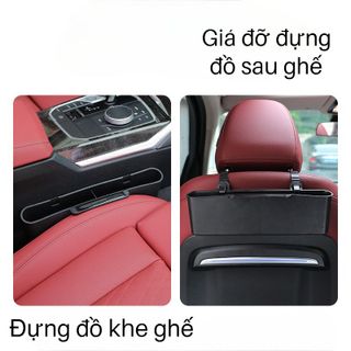 Khay 3in1 Logo hãng xe ô tô -khay để đồ kiêm giá đỡ cốc đa năng đặt khe ghế hoặc treo vai ghế đựng đồ tiện ích