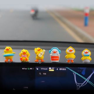 Sét 6 chú Vịt vàng mini đáng yêu trang trí taplo màn hình DVD, cửa sổ xe hơi, bàn làm việc và góc học tập dễ thương