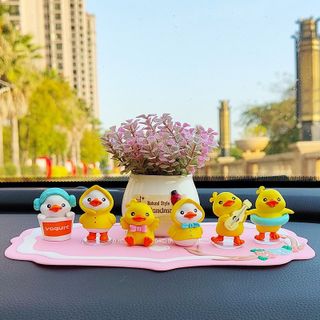 Sét 6 chú Vịt vàng mini đáng yêu trang trí taplo màn hình DVD, cửa sổ xe hơi, bàn làm việc và góc học tập dễ thương