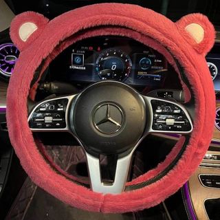 Bọc vô lăng gấu dâu LOTSO chất liệu bông mềm mịn êm tay bảo vệ bao tay lái phù hợp size 38cm