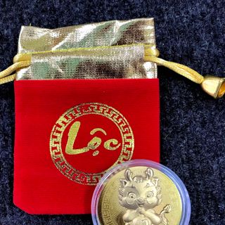 Đồng Xu Con Rồng CUTE Tặng Túi Gấm