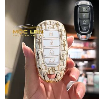 Ốp khóa Hyundai Accent 2021 loại 4 nút thông minh - ốp Doir mạ vàng TPU mới nhất năm 2023 cao cấp sang trọng