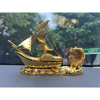 TƯỢNG THUYỀN BUỒM PHONG THUỶ - THUẬN BUỒM XUÔI GIÓ - Có Đồng Hồ Nước Hoa Cao Cấp Trang Trí Taplo Bàn Làm Việc