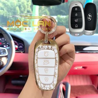 Ốp khóa Hyundai Santafe Tucson 2021 2022 Doir Vàng - ốp mạ TPU mới nhất năm 2023 cao cấp sang trọng