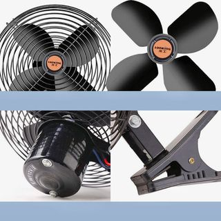 (sẵn) Quạt đen 12v, 24v kẹp trên ô tô, xe hơi, xe tải có lồng sắt cao cấp kẹp bình ắc quy thiết kế nhỏ gọn bán kính 22cm