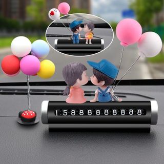 (BDT05)Bảng Ghi Số Điện Thoại Chật Liệu Kim Loại Dang Trơn kèm Mô Hình Cặp Tình nhân Trang Trí Taplo ô tô
