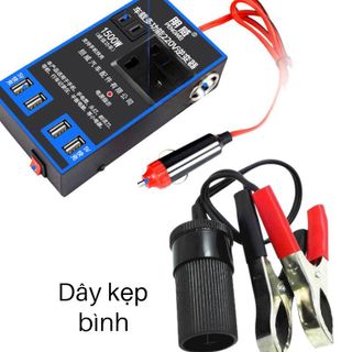 (Mua 1 tặng 1)Bộ Chuyển Đổi Nguồn 1500W DC12V/24V Sang 110V/220V Kèm 4 Cổng Usb Cho Xe Hơi tặng kèm dây kẹp ắc quy