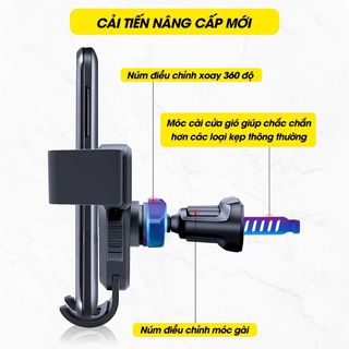 Giá đỡ điện thoại trên ô tô kẹp gắn cửa khe gió điều hoà xoay 360 độ V8 vân cacbon cao cấp kẹp xoay thoát khí