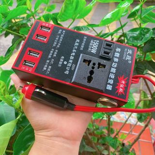(Mua 1 tặng 1)Bộ Chuyển Đổi Nguồn 1500W DC12V/24V Sang 110V/220V Kèm 4 Cổng Usb Cho Xe Hơi tặng kèm dây kẹp ắc quy
