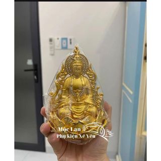 Tượng Quan Âm Cánh Lửa Đính Đá Ngồi Toạ Hoa Sen Tặng Kèm Tràng Hạt Trang Trí Taplo Mang Lại May mắn Cho Chủ Xe