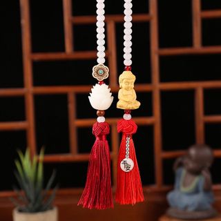 Mẫu Khánh Quan Âm Liên Hoa Phong Thủy Trang Trí Ô Tô, Xe Hơi Mang Lại May Mắn Và Tài Lộc- Khánh Gỗ Hoàng Dương