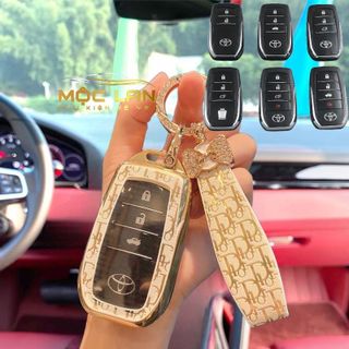 [Có sẵn] Ốp khoá TPU kèm móc khoá xe ô tô Toyota Fortuner 2,3,4 nút mạ vàng Doir cao cấp bảo vệ ốp khóa