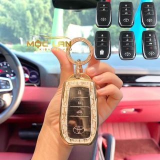 [Có sẵn] Ốp khoá TPU kèm móc khoá xe ô tô Toyota Fortuner 2,3,4 nút mạ vàng Doir cao cấp bảo vệ ốp khóa