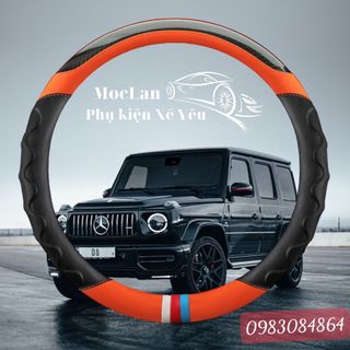 Bọc vô lăng ô tô 3 sọc thể thao - da xịn vân carbon phối da nhiều màu phù hợp với size 38cm cho xe hơi 4 đến 7 chỗ
