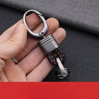 Móc Khóa ô tô, Xe Máy Titan,Tinh Tế Bền Chắc Phối Da Dây Bện tặng kèm 1 tua vít tháo lắp dễ dàng