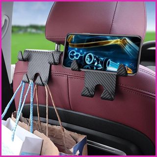 Móc treo đồ sau ghế kiêm giá đỡ điện thoại vân Carbon 4 in 1,đa năng tiện dụng - Mộc Lan - Phụ kiện xế yêu
