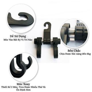 Móc 2S treo đồ sau ghế ô tô tiện dụng đa năng,sản phẩm không thể thiếu trong mỗi chiếc xe, phù hợp với mọi loại xe ô tô