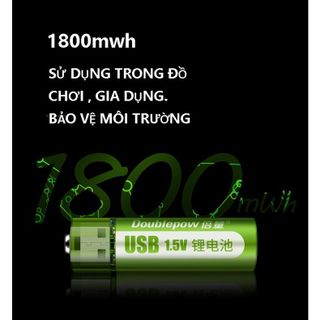 Pin sạc AA 1.5v Lithium cổng USB Doublepow pin tiểu số 5 pin AA sạc 1800mwh dùng vĩnh cửu