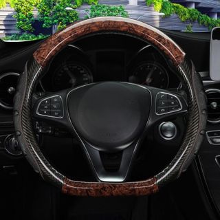 {giá sỉ} Bọc vô lăng D-cut vân carbon phối gỗ cao cấp cho các dòng xe mới nhất hiện nay size 38cm phù hợp với xe 4-7chỗ