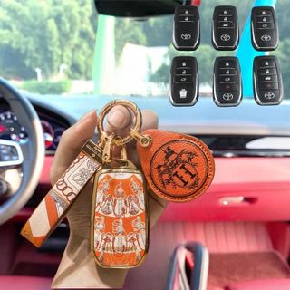 Ốp khoá TPU kèm móc khoá xe ô tô Toyota Fortuner 2,3,4 nút mạ vàng Doir ,Hermer cao cấp bảo vệ ốp khóa
