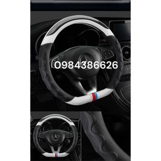Bọc vô lăng vân carbon phối da nhiều màu - Luxury Car size 36cm, 38cm - D cut D06 cao cấp phù hợp với xe 4,5,7 chỗ