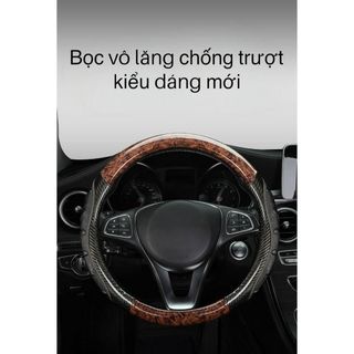 Bọc vô lăng xe tải, xe khách size 40,42,45cm sợi carbon 5D phối vân gỗ da căng bóng nhiều màu cao cấp