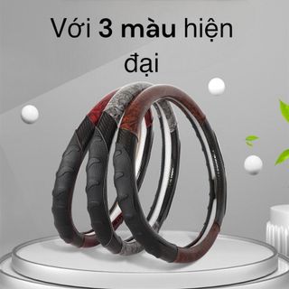 Bọc vô lăng xe tải, xe khách size 40,42,45cm sợi carbon 5D phối vân gỗ da căng bóng nhiều màu cao cấp
