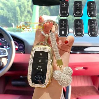 Ốp khoá TPU kèm móc khoá xe ô tô Toyota Fortuner 2,3,4 nút mạ vàng Doir ,Hermer cao cấp bảo vệ ốp khóa
