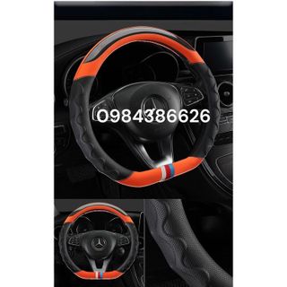 Bọc vô lăng vân carbon phối da nhiều màu - Luxury Car size 36cm, 38cm - D cut D06 cao cấp phù hợp với xe 4,5,7 chỗ